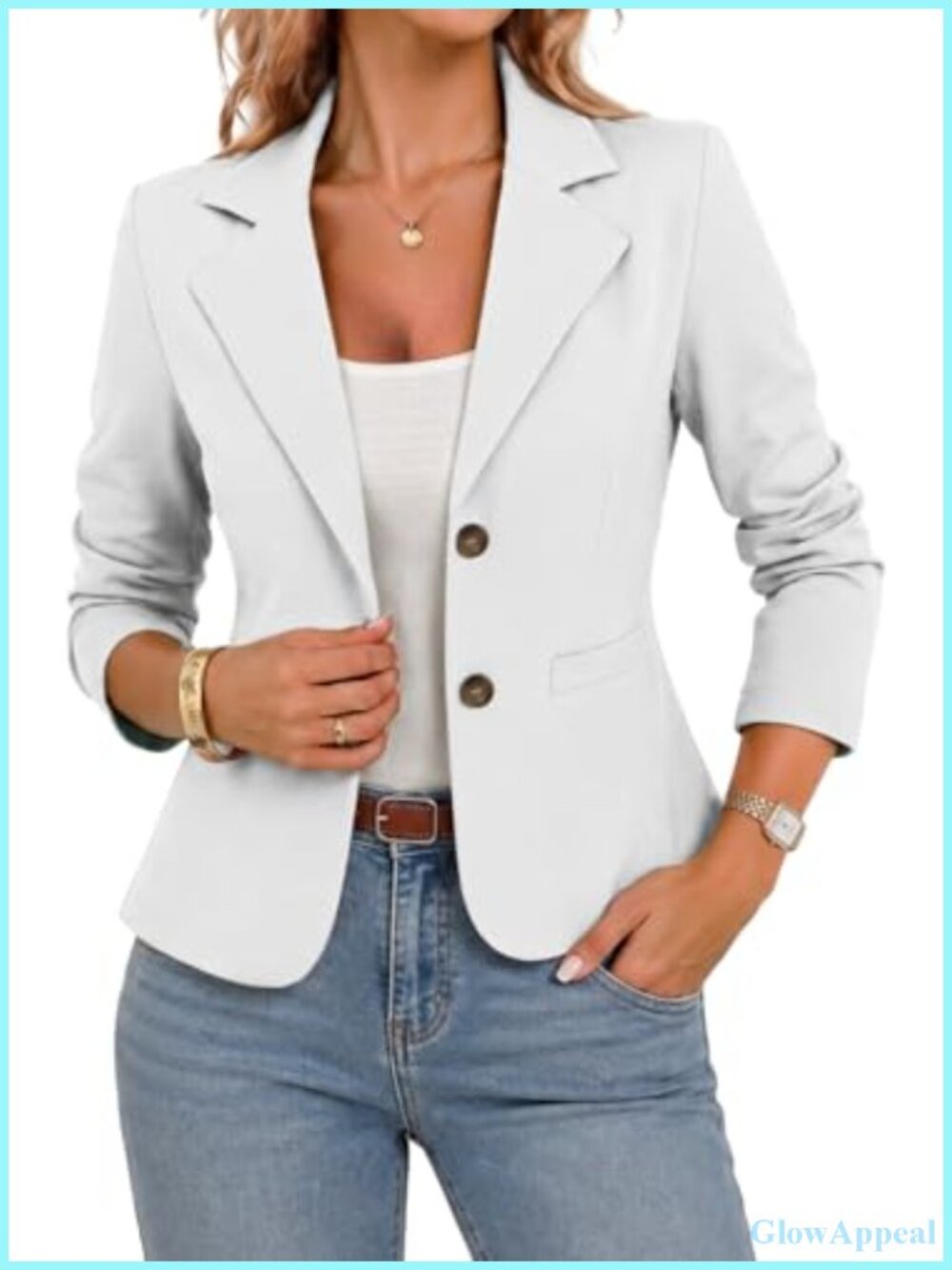 Stretch Knit Blazer Business Casual Notch Collar Button Front